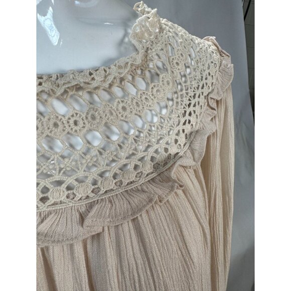 Indigo Soul Natural Rayon & Cotton Tunic With Crochet Yoke & Ruffle Hem X-Large - Picture 7 of 16